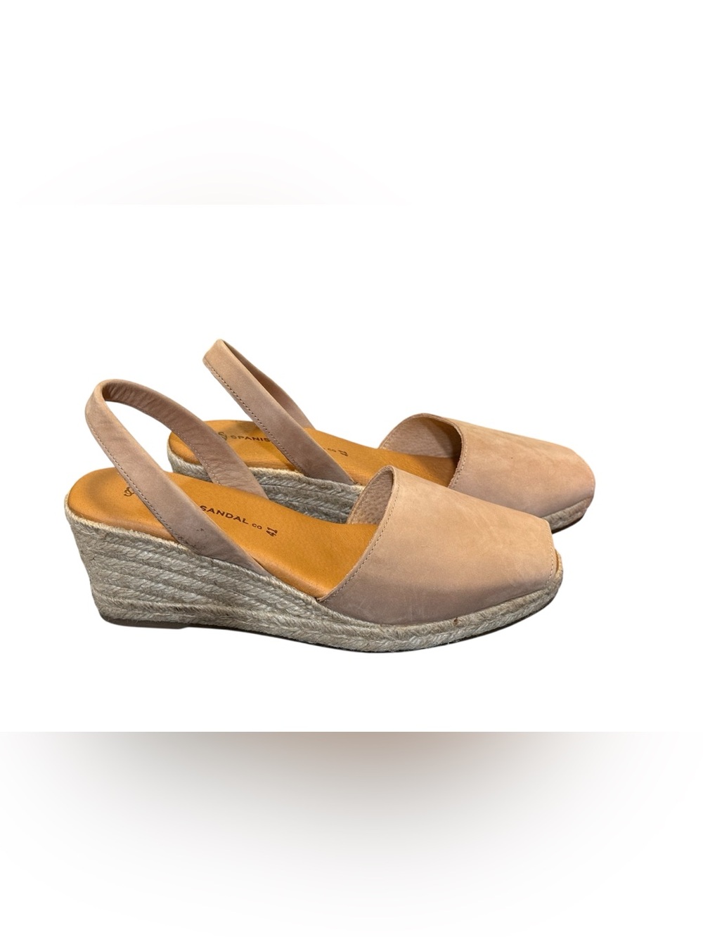 Spanish Sandal Company leather Espadrille Slingback Wedge, sz 41 (9.5-10)